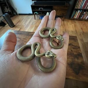 Snake ear hanger ear weights antique bronze